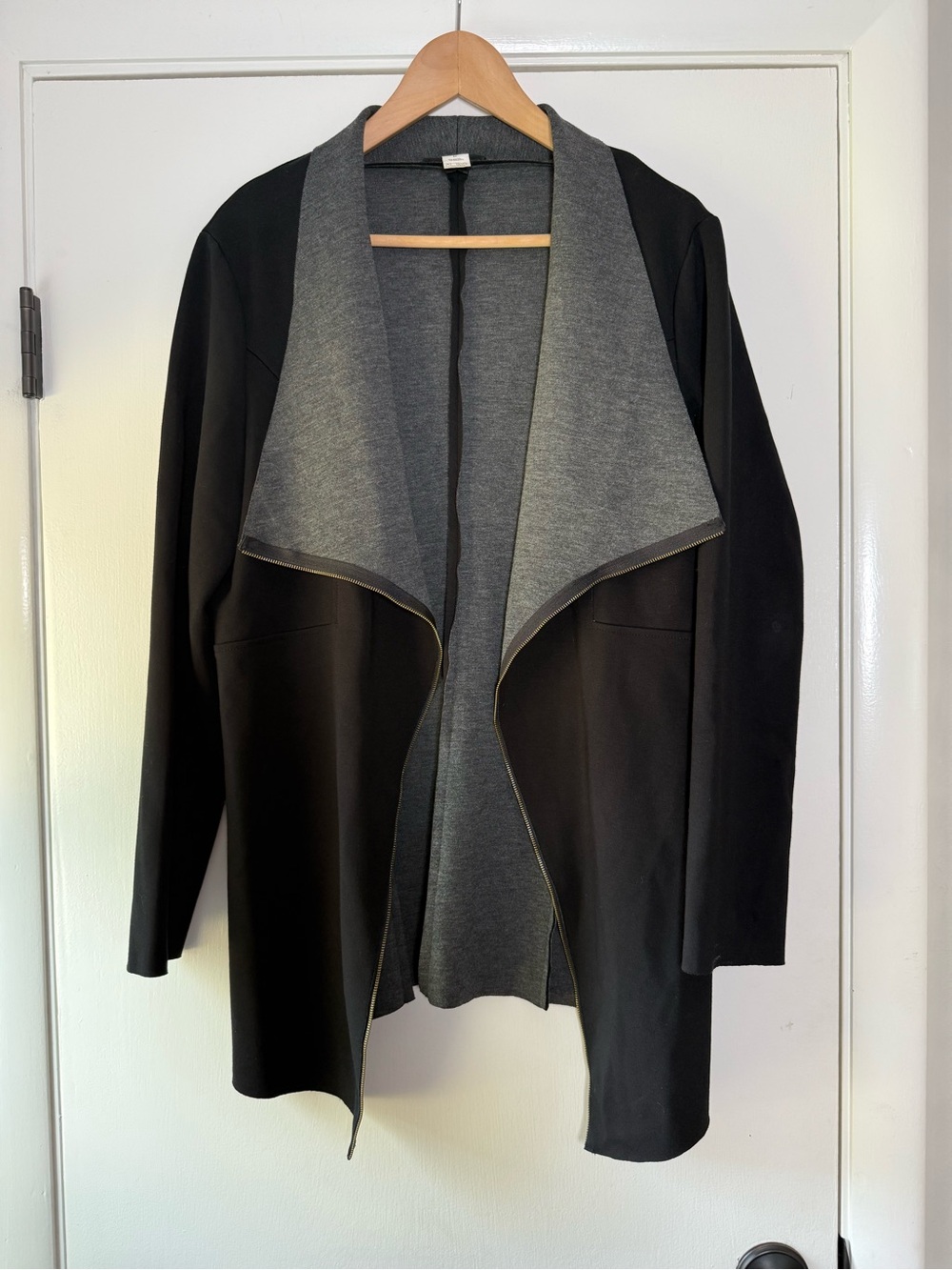 Kerisma Black Gray Draped Lightweight Jacket Oversized Moto Bikercore Lagenlook